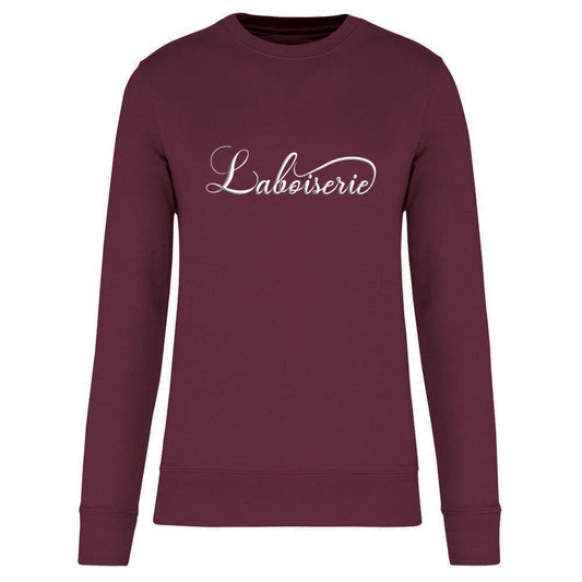 LE PULL BOISERIE BORDEAUX BRODÉ BLANC