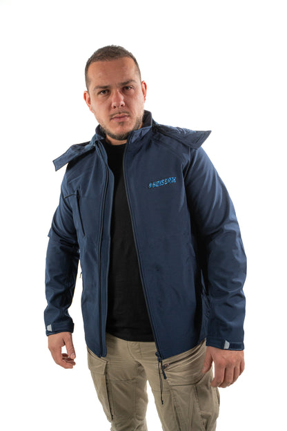 LA SOFTSHELL BLEUE BRODÉ CAMO BLEU