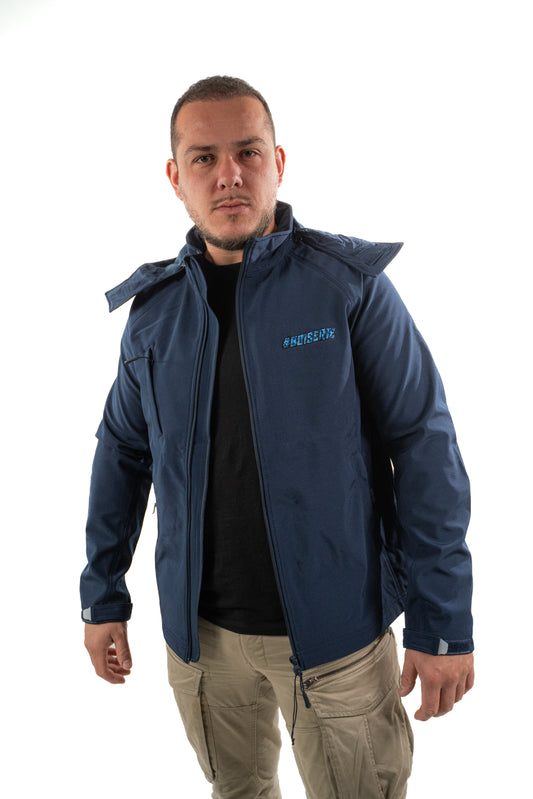 LA SOFTSHELL BLEUE BRODÉ CAMO BLEU